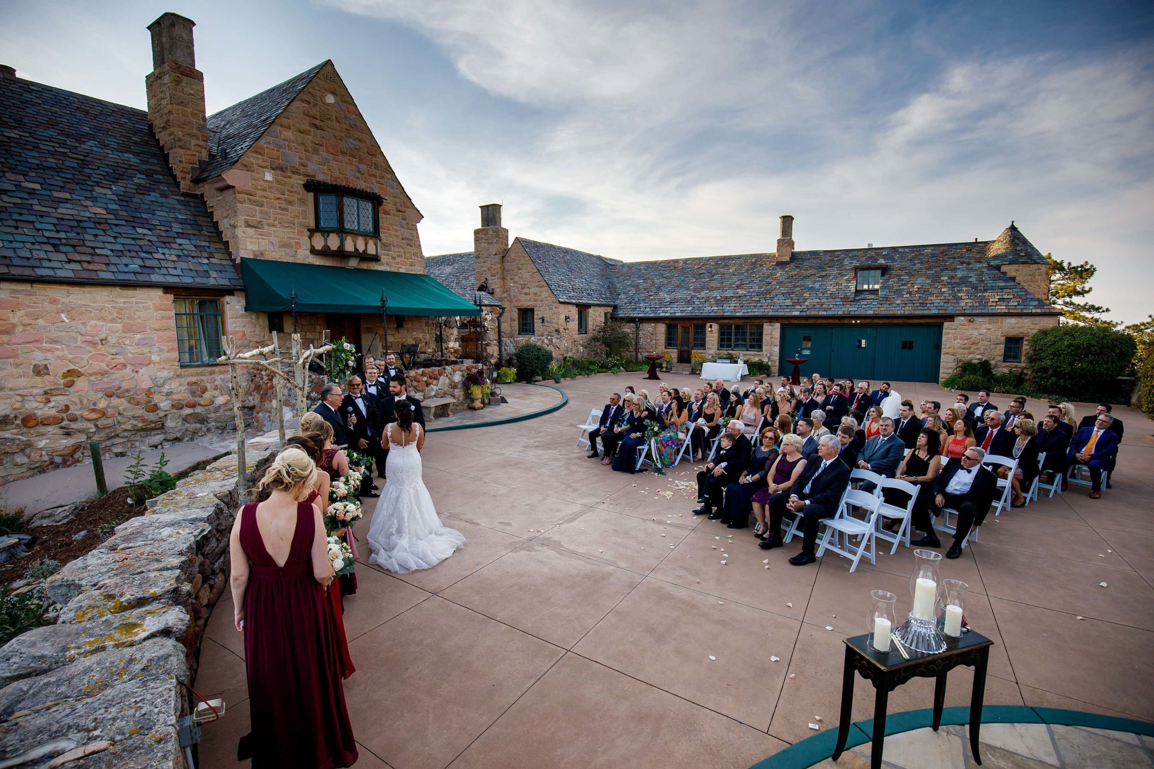 Cherokee Ranch and Castle Foundation wedding ceremony on the patio