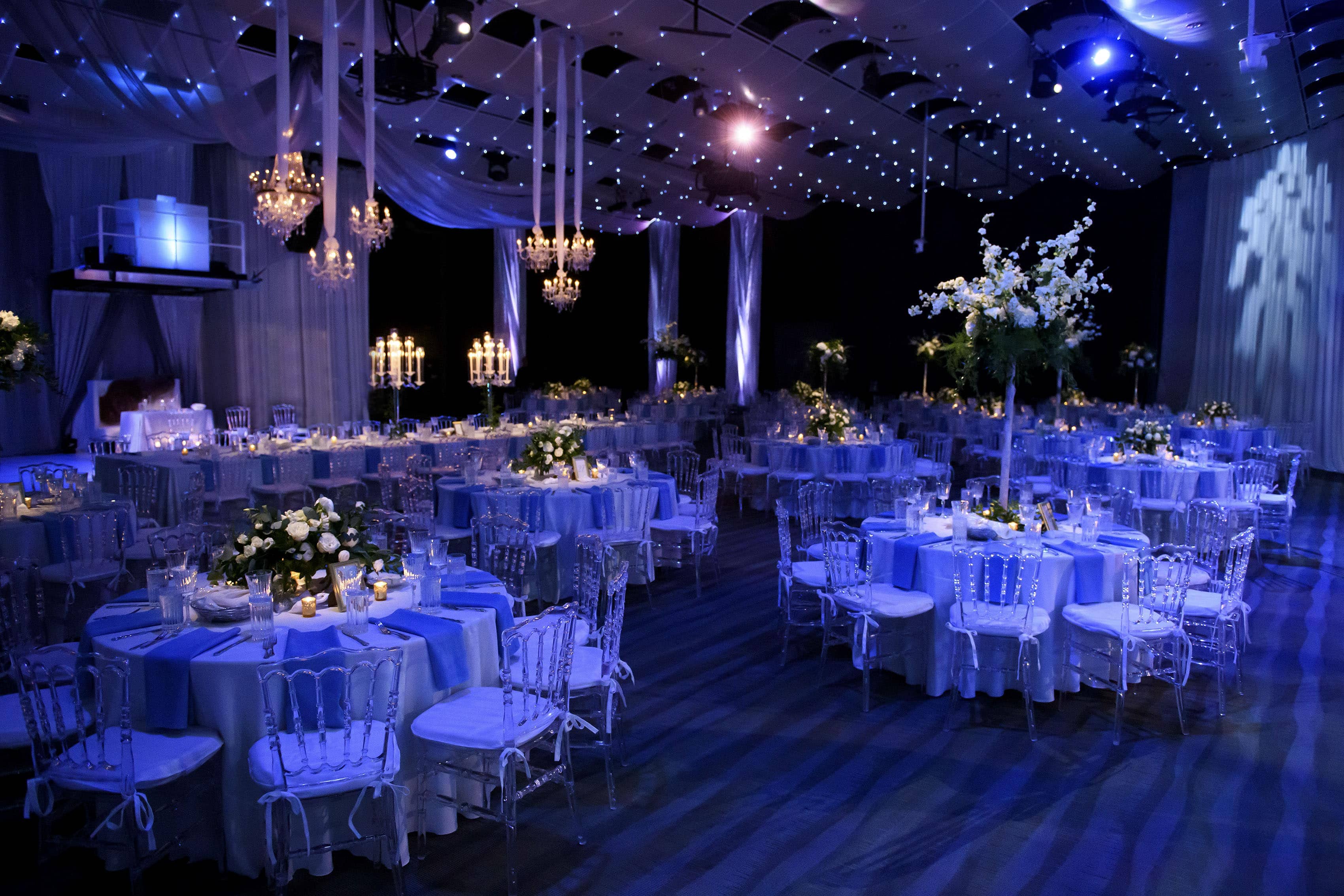 Seawell Ballroom setup for a Greek wedding reception