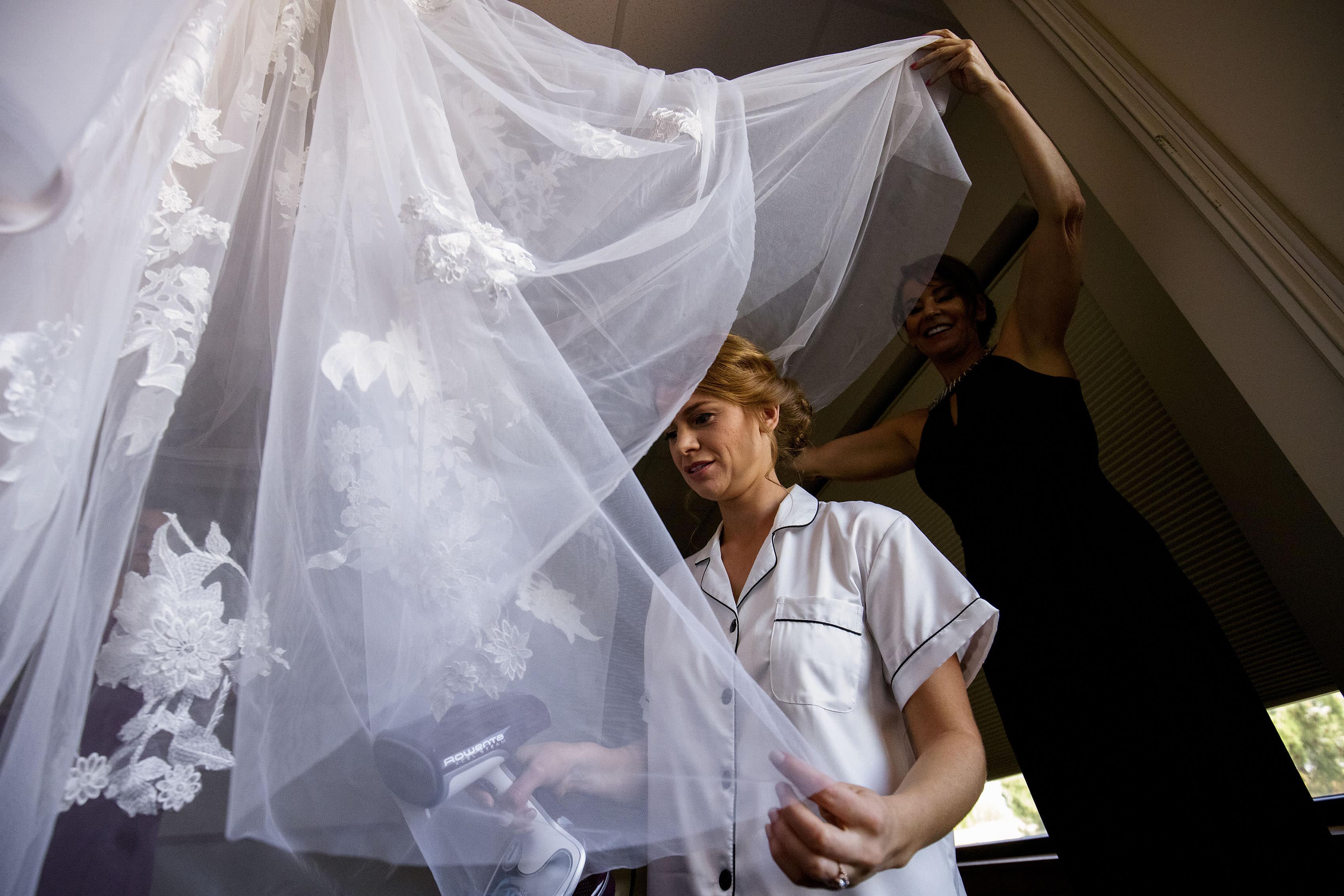 Makena steams her wedding dress