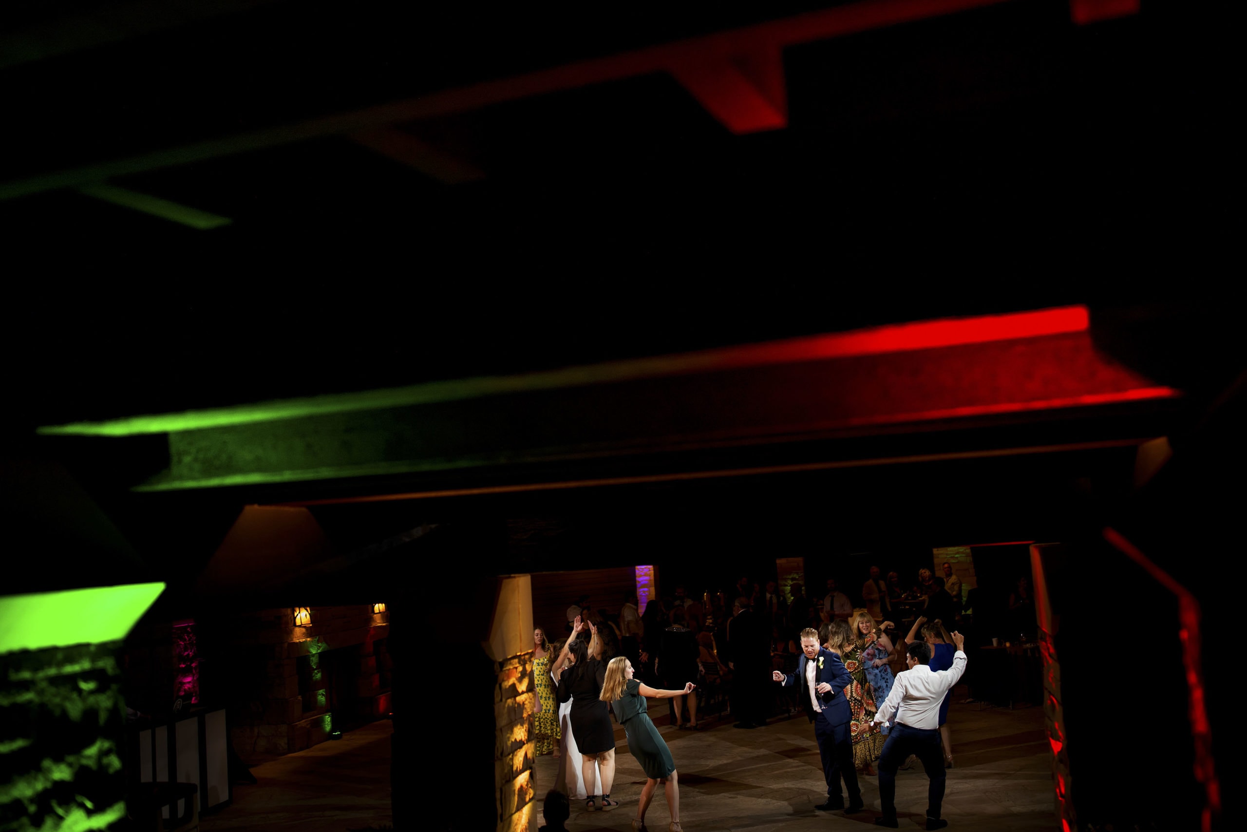 Guests dance during a wedding reception at Sanctuary