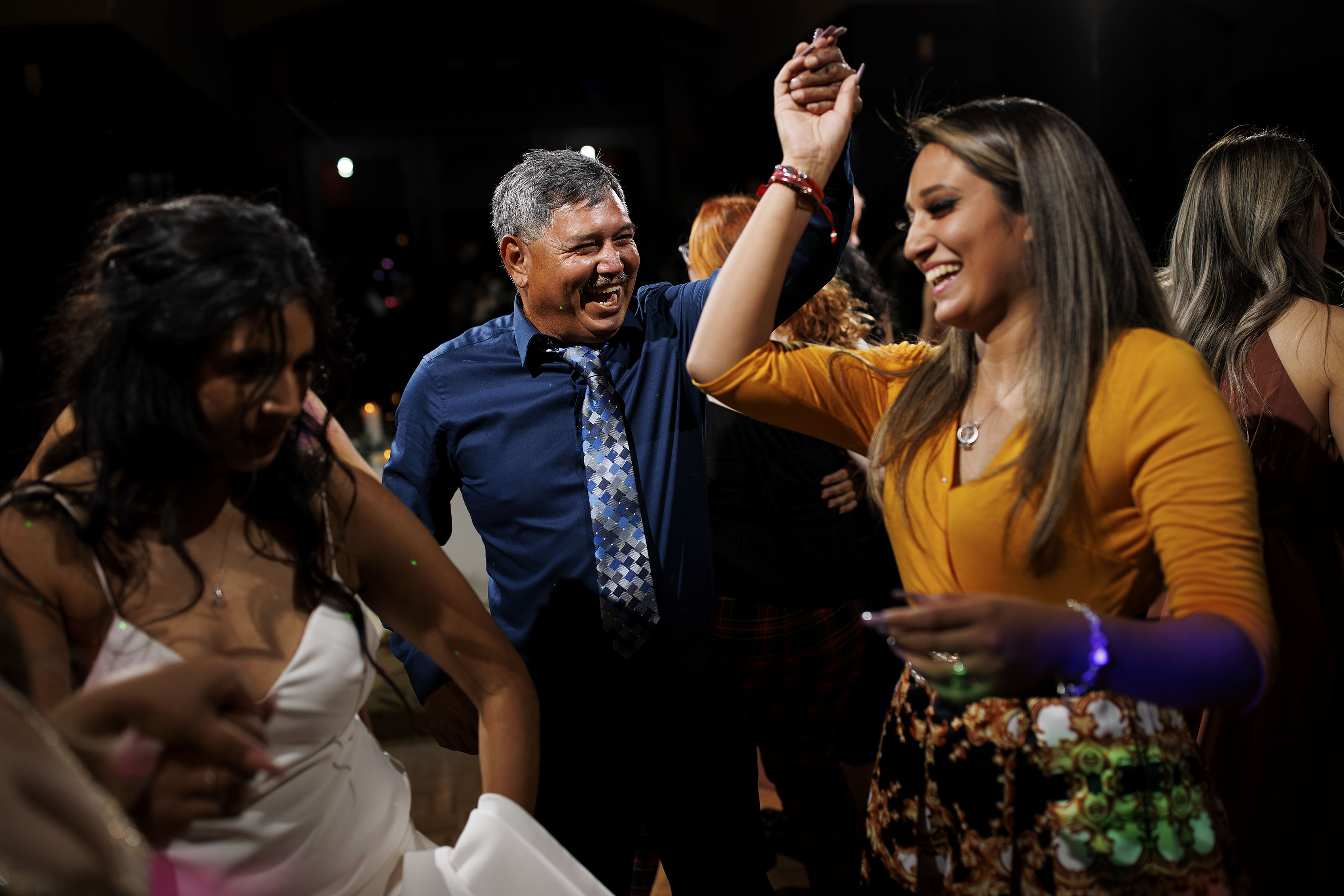 Guests dance during Jon and JenniferÕs wedding at Four Seasons Resort and Residences Vail
