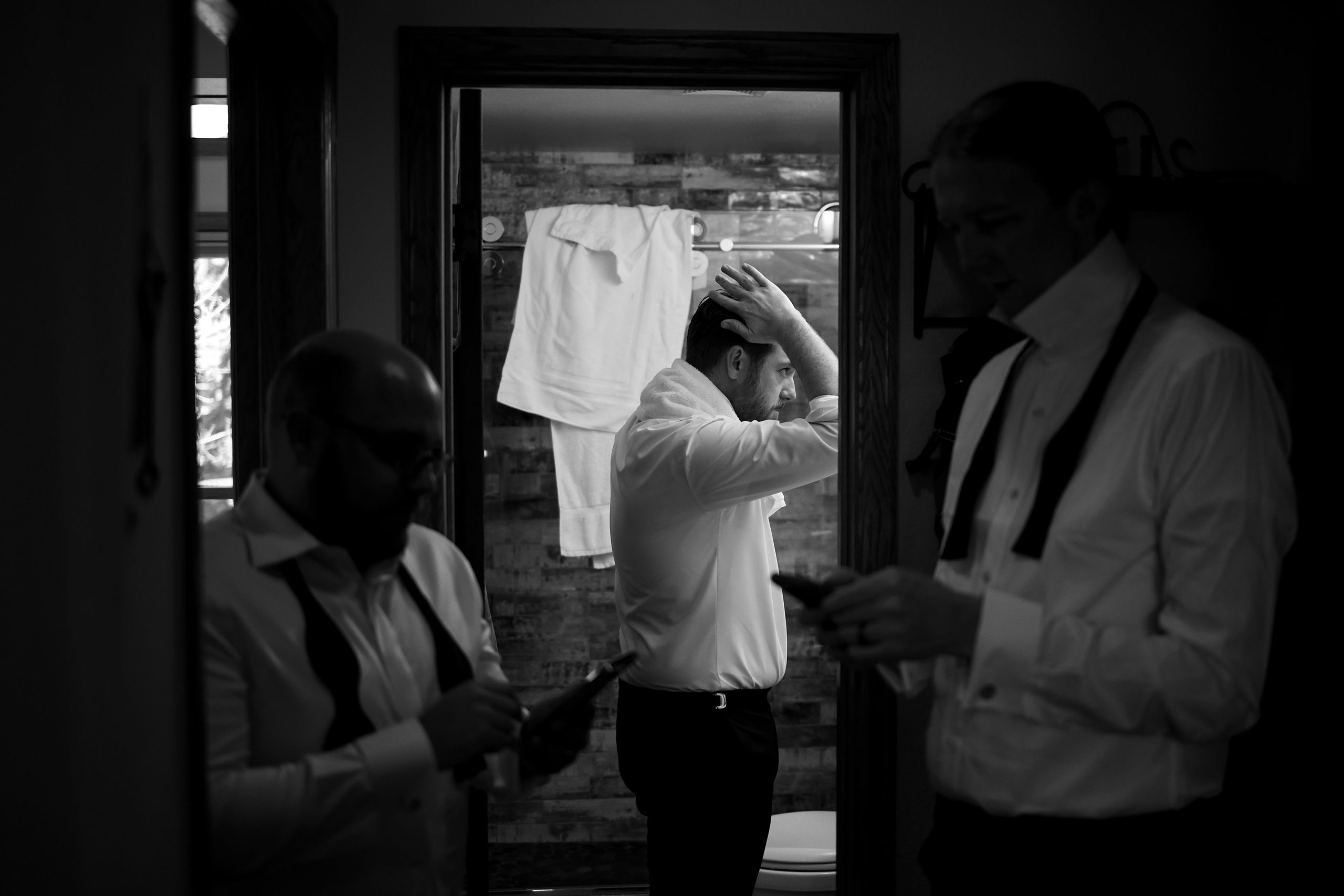 Groomsmen get ready on the wedding day
