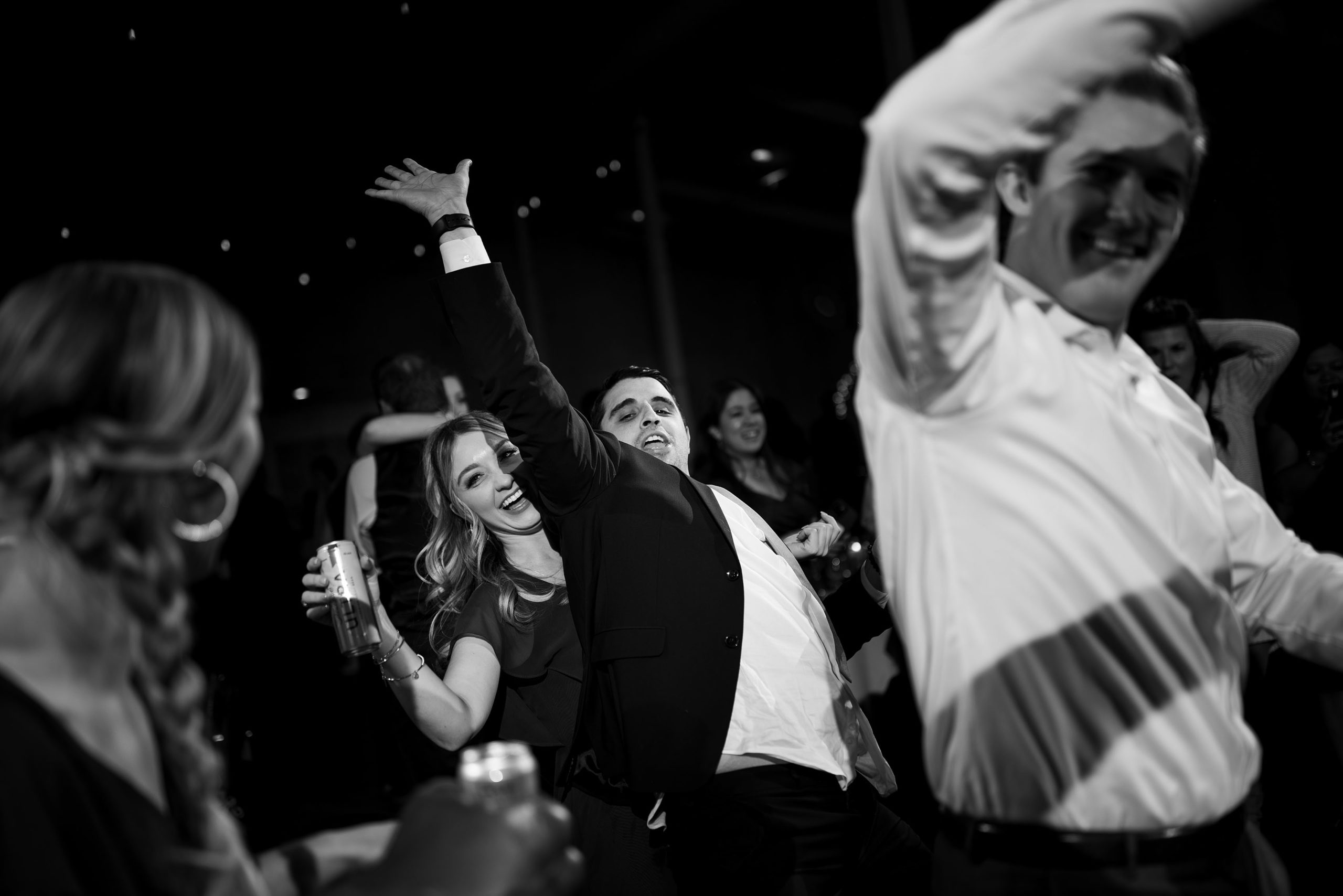 Guests dance during a wedding reception at Woodlands