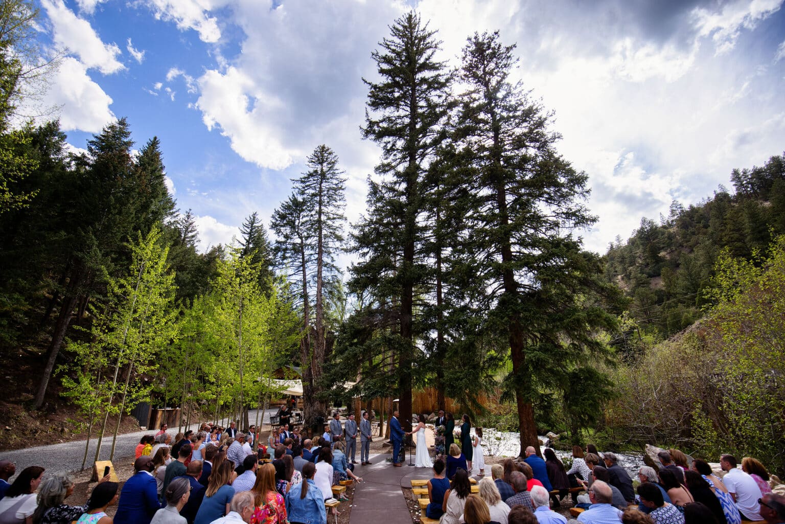 A general view of a wedding ceremony at Blackstone Rivers Ranch