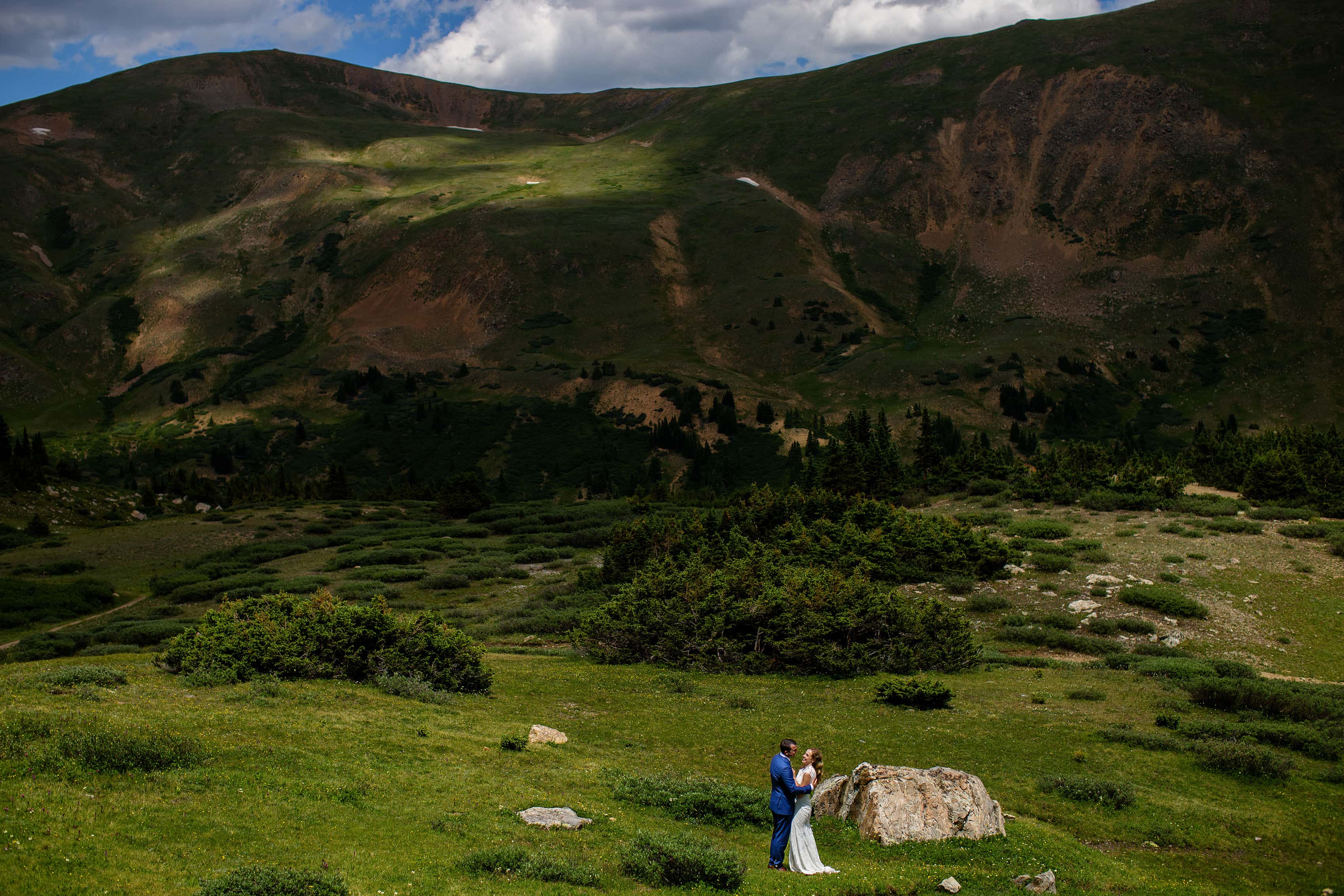 The couple embraces on Loveland Pass
