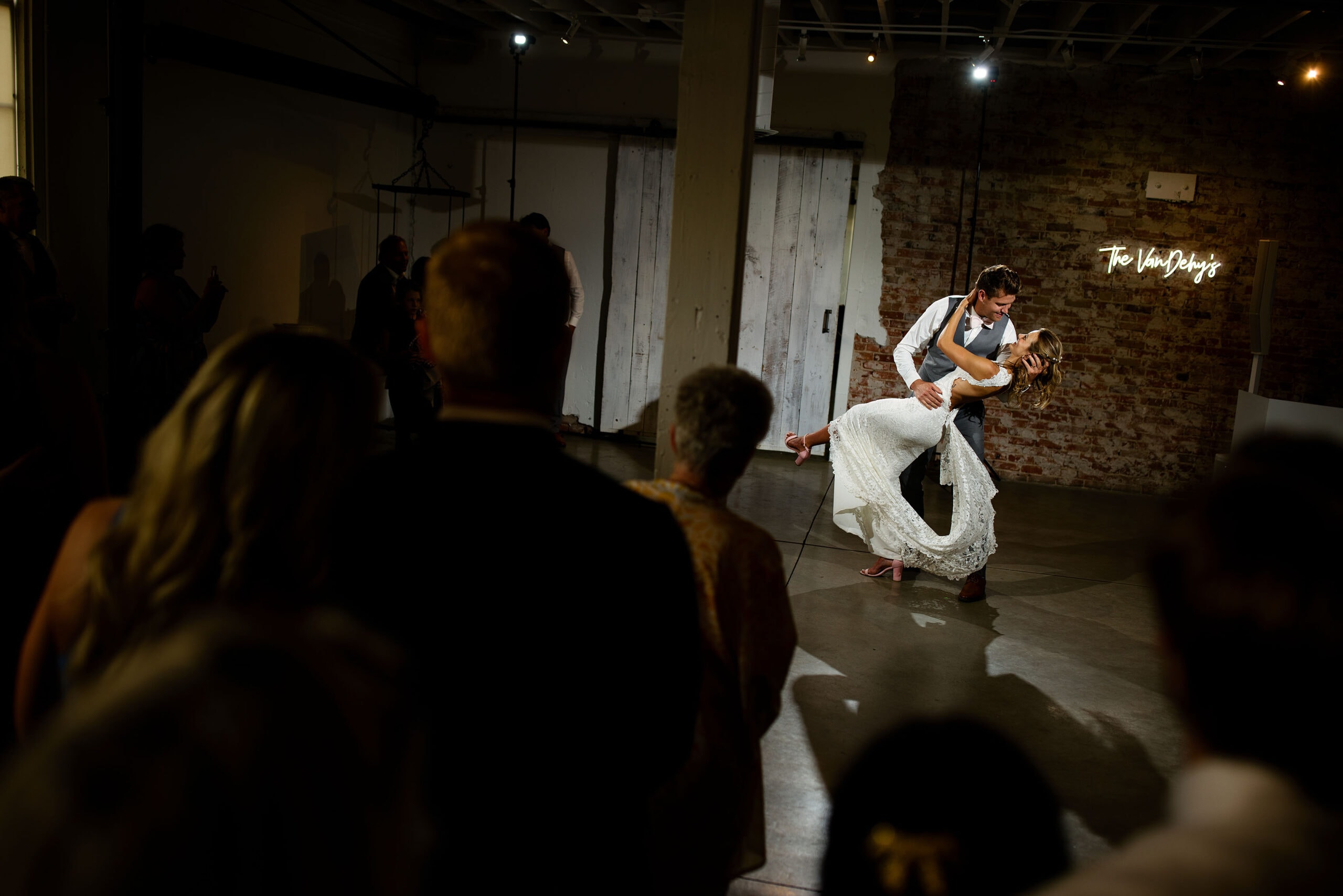 The bride and groom share their first dance at Blanc in Denver