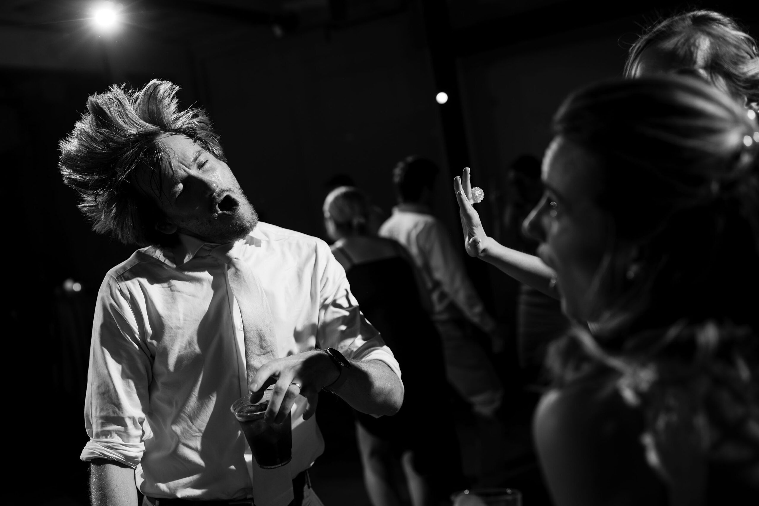 Guests dance during a wedding reception at Blanc in Denver