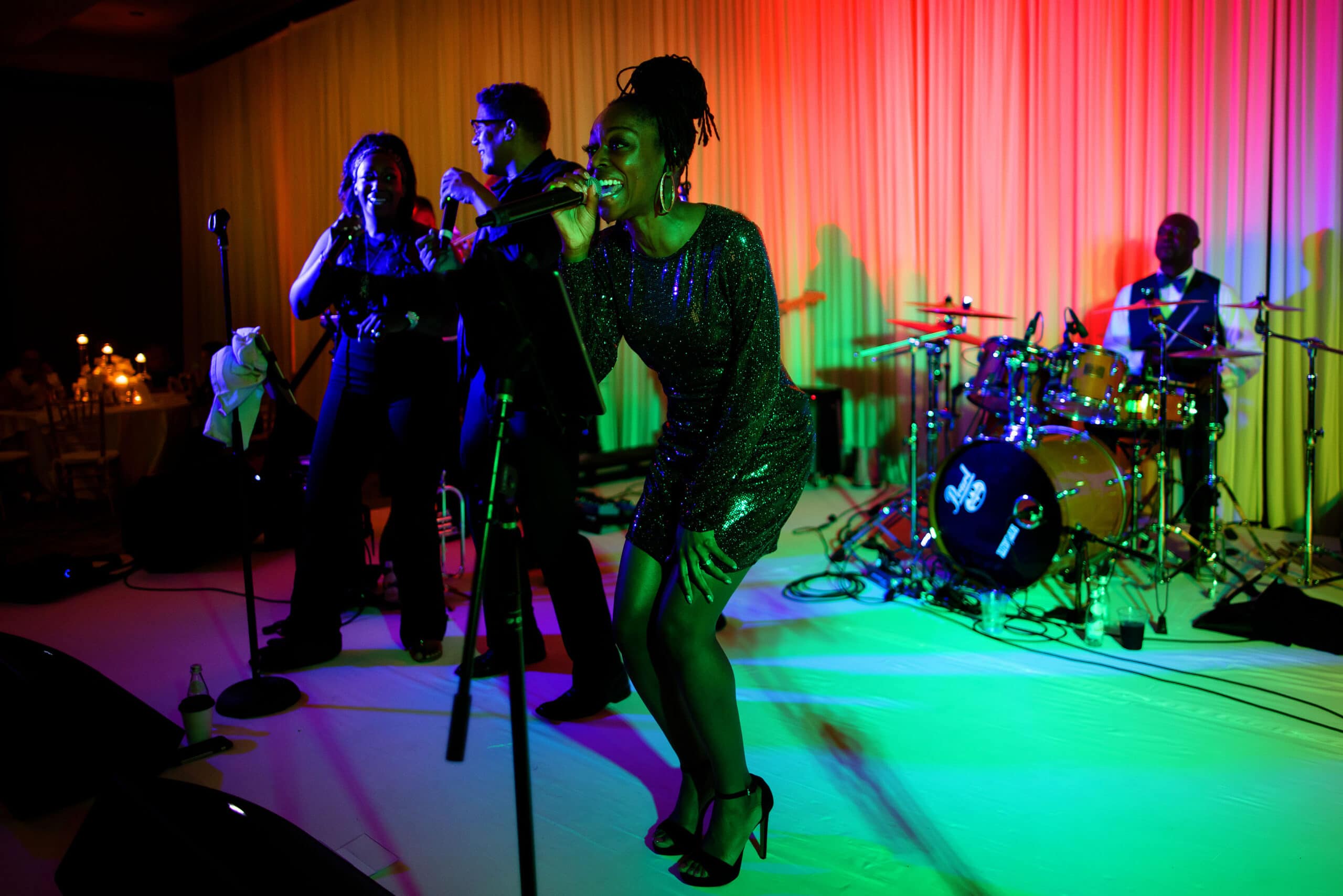 Bounce Band performs during a wedding reception at Four Seasons Hotel Denver